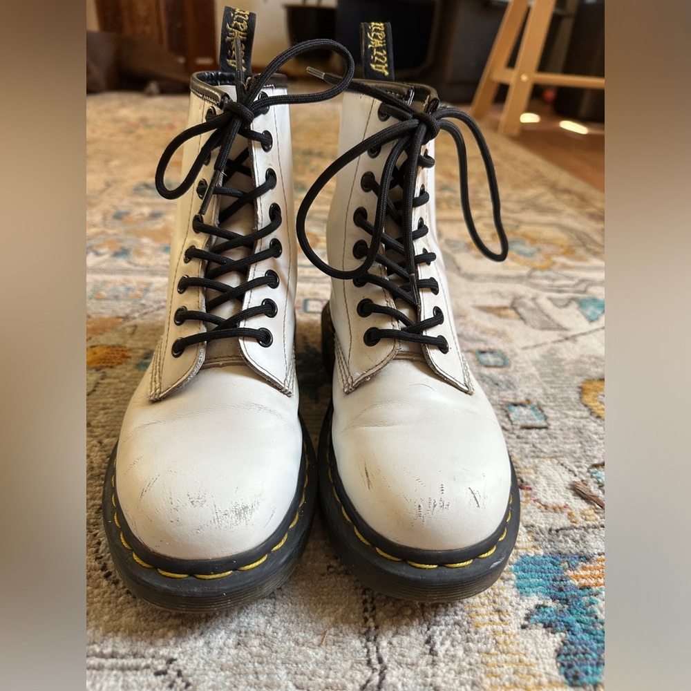 The Original Dr. Martens, white with slight blemishes.